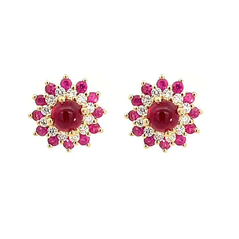 Elegant Floral Ruby Pendant Set